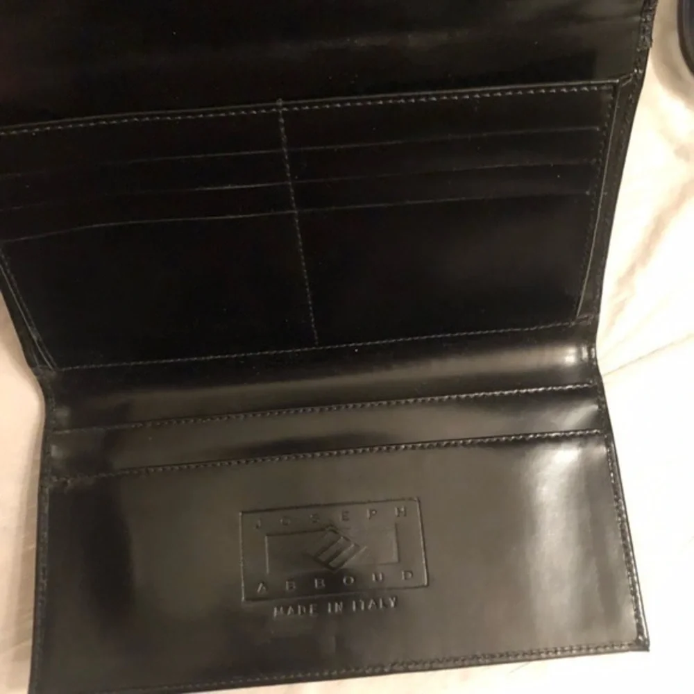 Joseph abboud black leather checkbook wallet